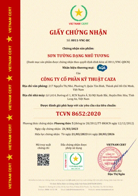 Cấp chứng nhận hợp chuẩn và ISO 9001 cho công ty Sơn Caza 1 Cấp chứng nhận hợp chuẩn và ISO 9001 cho công ty Sơn Caza