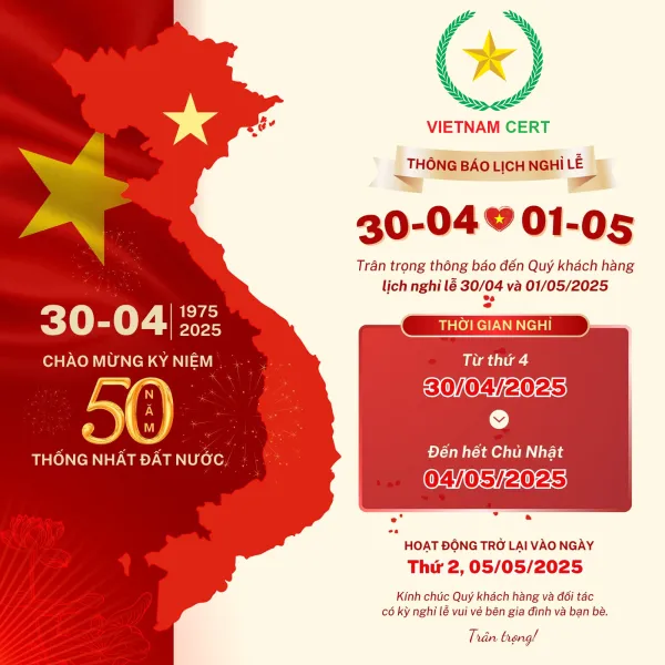 THÔNG BÁO LỊCH NGHỈ LỄ 30/4 – 1/5