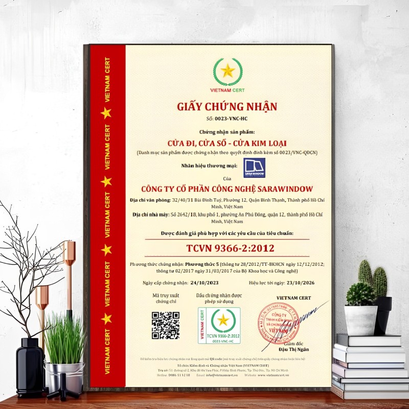 Chứng nhận hợp chuẩn cửa và ISO 9001 cho công ty Sarawindow