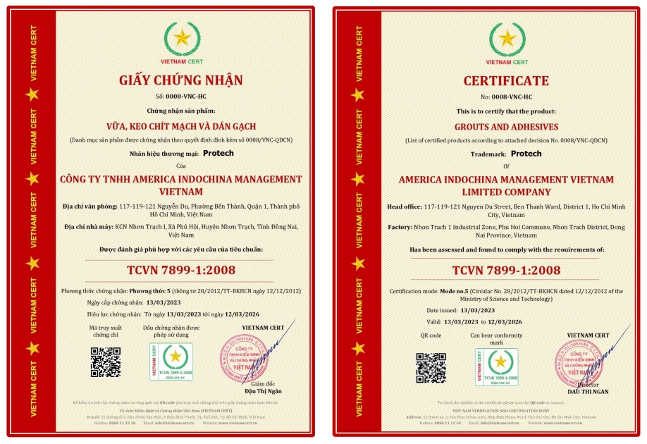 chung nhan keo dan gach aim do Vietnam Cert cap