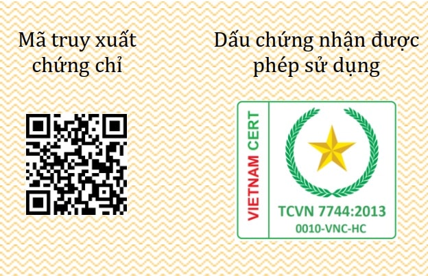 Dấu chứng nhận hợp chuẩn gạch Terazo của Vietnam Cert và mã truy xuất chứng chỉ
