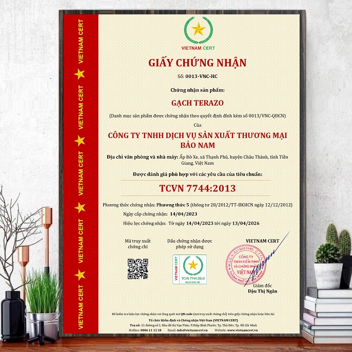 Gạch Terazo Bảo Nam đạt chứng nhận TCVN 7744