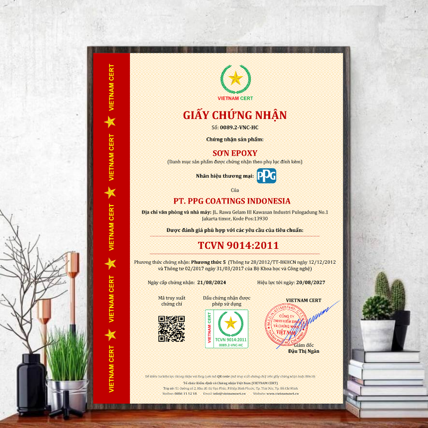 Công ty PT. PPG COATINGS INDONESIA đạt chứng nhận TCVN 9014:2011 cho sơn epoxy