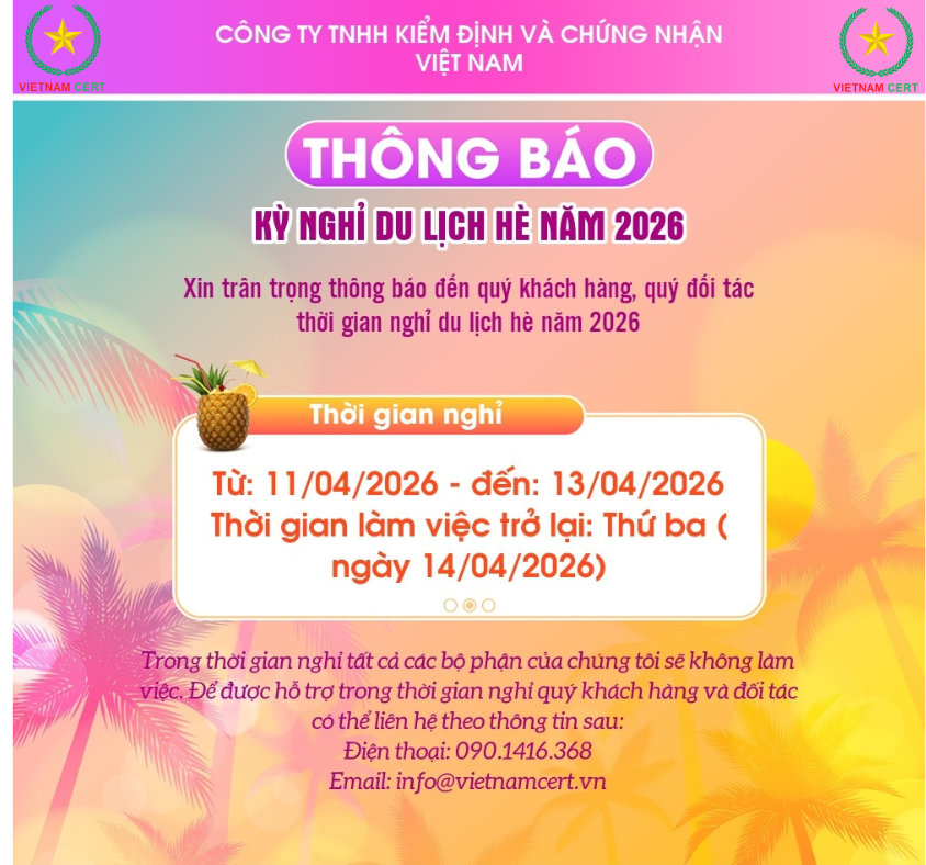 THÔNG BÁO] LỊCH NGHỈ DU LỊCH HÈ 11/04 – 13/04