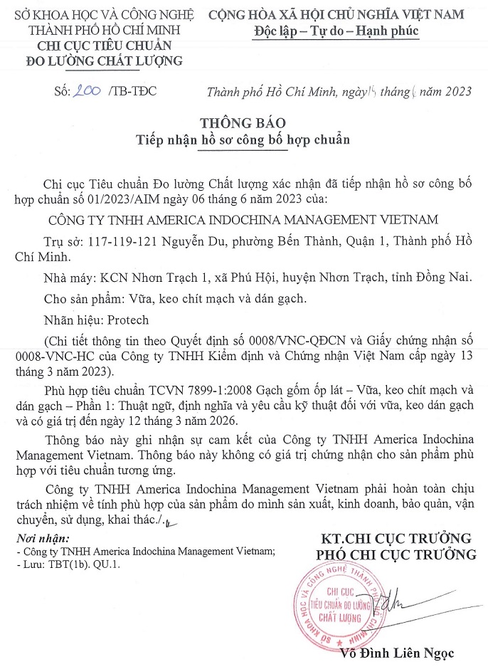 tiep nhan cong bo cua chi cuc do luong