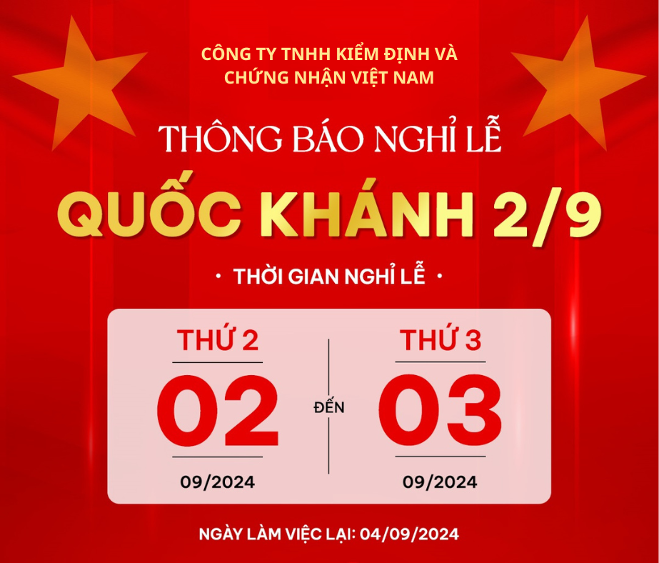 VIETNAM CERT THÔNG BÁO NGHỈ LỄ QUỐC KHÁNH 2/9